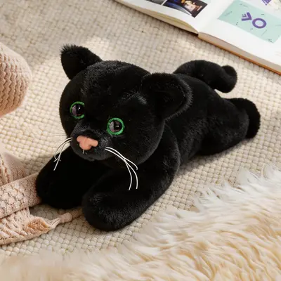 Sitting and Lying Cat Plush Toy, Tabby and Blue Cat Comfort Doll - 9