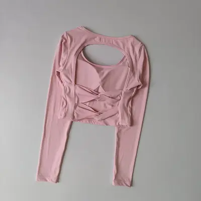 Yoga-Oberteil mit Rückenfrei, Langarm, mit Bustier-Pad - 10