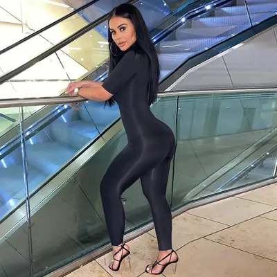 Women's Short-Sleeve Zipper Sports Yoga Jumpsuit, Spring 2026