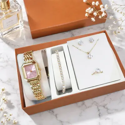 Women's fashion watch with bracelet and necklace set - 8