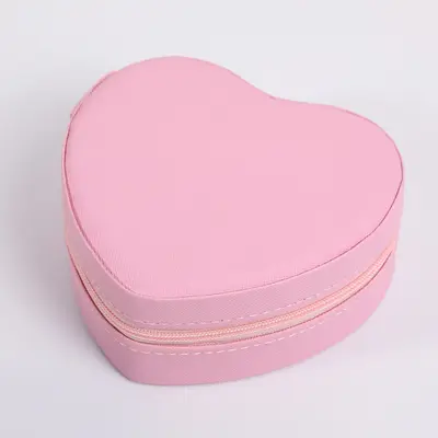 Macaron-farbene Herz-Schmuckschatulle, tragbare Reise-Schmuckaufbewahrungsbox, hochwertige Pfirsichherz-Ohrringe und Halsketten-Aufbewahrungsbox - 8