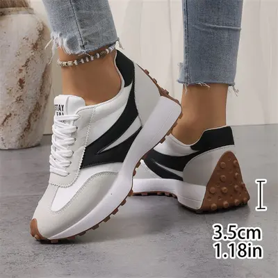 Damen Retro Dad-Schuhe mit dicker Sohle, Plateau-Freizeitsneaker