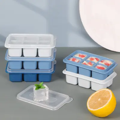 Refrigerator ice mold ice cube mold home frozen ice cube home-made ice cube box silicone soft bottom lid accelerator