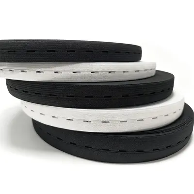 Lagerware Gummiband mit Knopfloch, verstellbar, mit Löchern, elastischer Hosenbund-Gummizug für Schwangere und Kinder, Gummibänder in Schwarz und Weiß, elastisches Band
