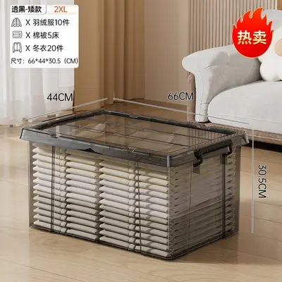 Clothing storage box with lid, clear, large capacity - 12
