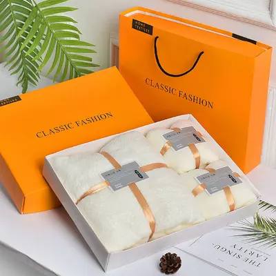 Thick Coral Velvet Bath Towel Set, 3-Piece, Gift Boxed - 7