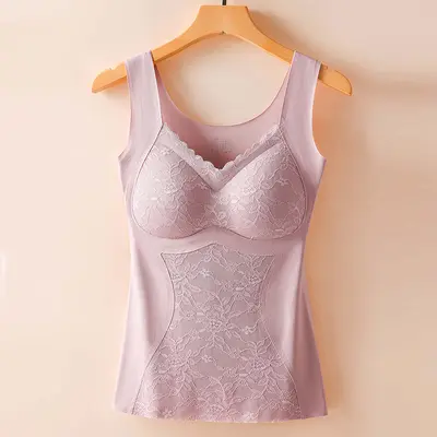 Ice Silk Women's Shaping Vest with Built-in Bra, Tummy Control - 8