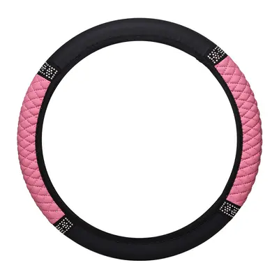 Universal Diamond-Pattern Leather Steering Wheel Cover, Four Seasons - 6