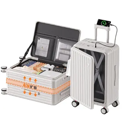 Expandable 24-Inch Front-Opening Trolley Travel Suitcase - 6