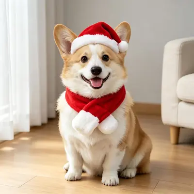 Pet Christmas Costume with Hat and Cape for Cats and Dogs - 12
