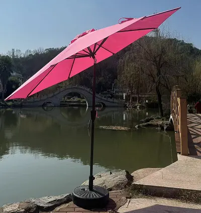 2M Tilting Outdoor Garden Umbrella with Center Pole, Sun and Rain Protection - 12