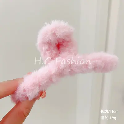 Kadınlar için kalın saçlı, kabarık pençe tokalı, arka saç topuzu için köpekbalığı tokalı, ekstra büyük, sade, çok yönlü moda peluş saç tokası. - 13