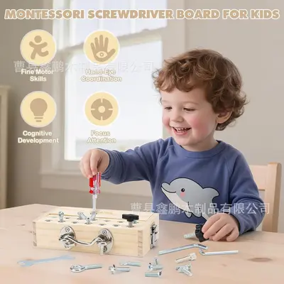 Ahşap Montessori kilit ve vidalar eğitici oyuncak seti