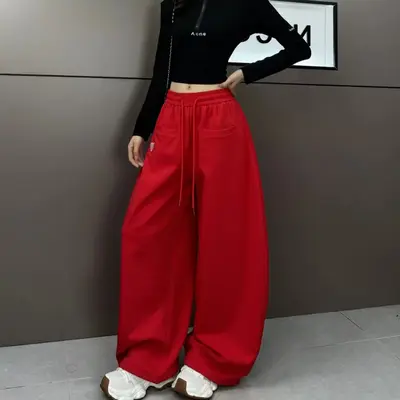 2025 Winter Casual Sports Pants Loose Fit Embroidered Women