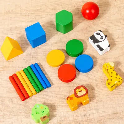 Montessori Holz-Intelligenzbox mit Formenspiel