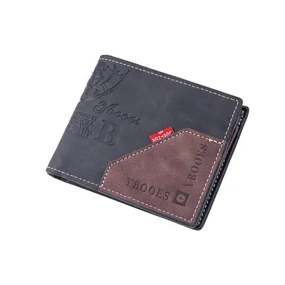Men's Short Wallet, Multi-Card Slots, Horizontal and Vertical Style, Embossed Leather - 6