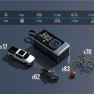 Çok satan kablosuz araç hava pompası, elektrikli akıllı taşınabilir araba ve bisiklet lastik şişirme cihazı, hızlı şişirme