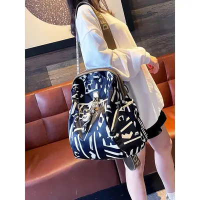 Printed Large Capacity Women's Backpack, Oxford Fabric, Travel - 5