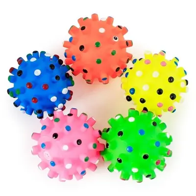 Durable Squeaky Spiky Rubber Dog Ball, Training and Dental Cleaning Toy - 6