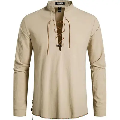 Erkek Henley yaka uzun kollu plaj gömleği, Avrupa bedeni - 1
