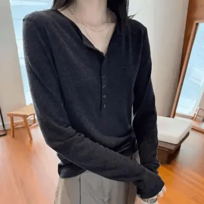 Kadın Düz Renk Yarım Fermuarlı Uzun Kollu T-Shirt, Büyük Beden, Bol Kesim