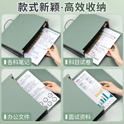 Multi-Layer Accordion File Folder, Zippered Document Bag