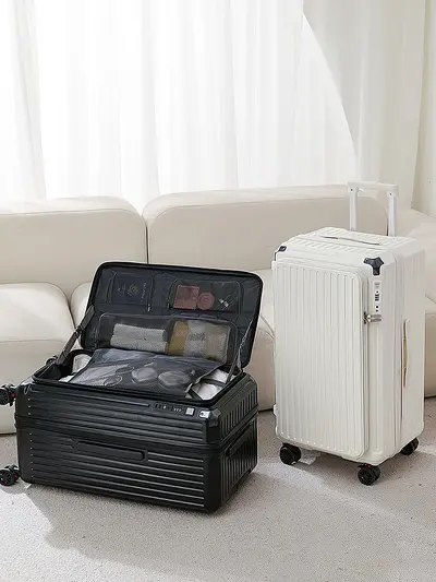 Front-Opening Luggage 2025 New Model Expandable Multifunctional Trolley Case 20 Inch Carry-On Password Lock Unisex