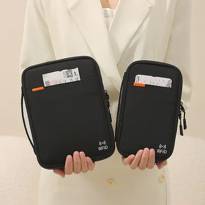 Taslon RFID kartlı pasaport ve belge çantası
