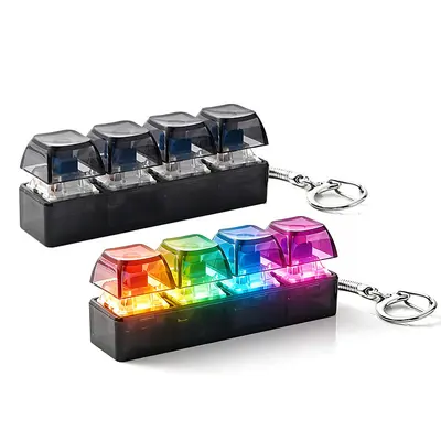 4-Piece Light-Up Stress Relief Keychain, Colorful LED Effect Push Button Fidget Toy - 10