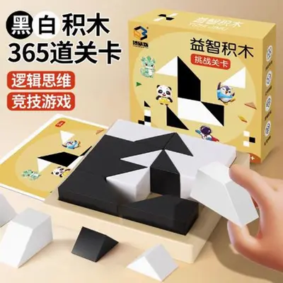 Black and White Building Block Puzzle, Educational Spatial Thinking Game - 3