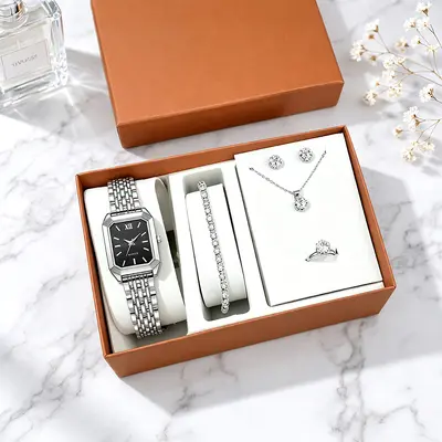 Women's fashion watch with bracelet and necklace set - 11