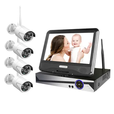Smart surveillance camera NVR set, 10.1 inch display, WiFi