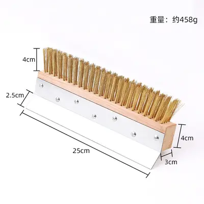 Pizza Oven Cleaning Brush, Stainless Steel Long Handle, Copper Wire Head