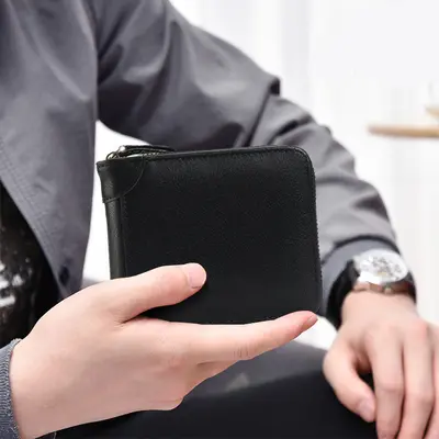Men's Short PU Wallet with Card and Coin Compartments - 2