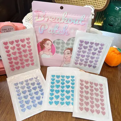 Hydrocolloid Heart-Shaped Acne Patches, Gentle, with Glitter