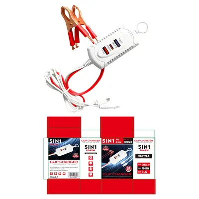 QC3.0+PD+USB3A Schnellladegerät mit Clip-Schnittstelle, Handy-Schnellladegerät mit Clip für hohe Stromstärken eins bis zwei