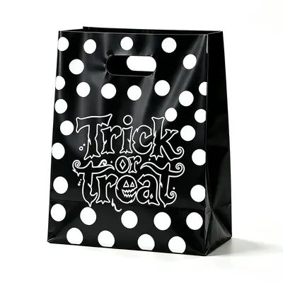 Halloween Black Plastic Handbag, Pumpkin Candy Bag - 11