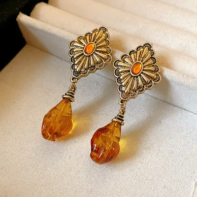 Vintage Silber Geometrie-Diamant-Ohrringe, retro, Hofstil - 7