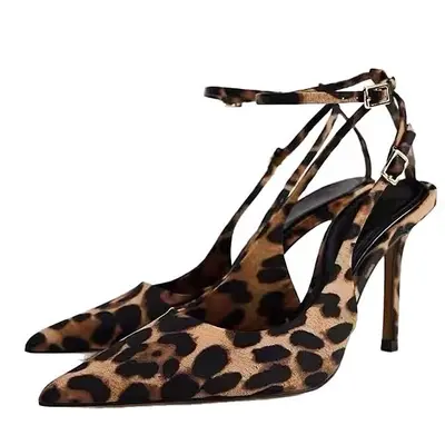 Women's Spring Khaki Green High-Heeled Stiletto Sandals - 8