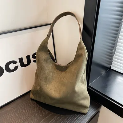 Women's Suede Tote Bag, Large Capacity, 2026 Autumn Winter Model