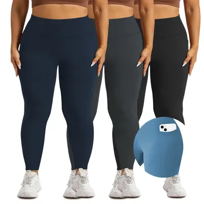 Plus Size High-Waisted Tummy Control Women's Yoga Pants, High Stretch