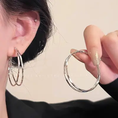S925 silver hoop earrings, minimalist, fashion, versatile - 11