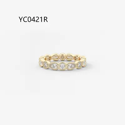 S925 Sterling Silver Water Drop Round Moissanite Ring, 30-Piece Stackable Set - 7