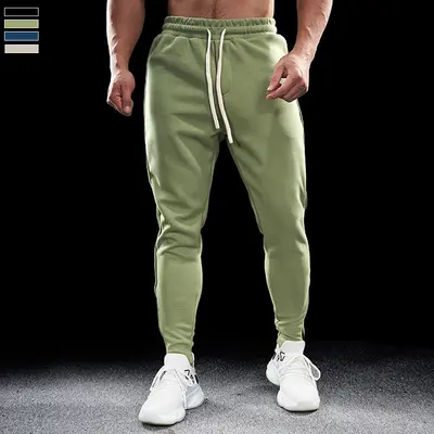 Men's Cotton Running Trousers, Zip Pockets, Slim Fit Joggers - 7