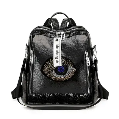 Women's Punk Backpack with Rhinestones and Leopard Print - 12