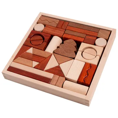 Wood-Color Large Particle Building Blocks, Kindergarten Educational Toy - 13