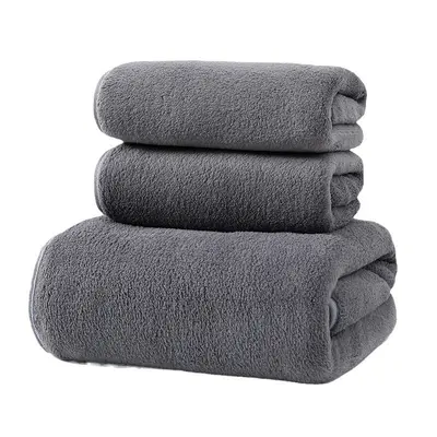 Douyin's identical coral velvet towel and bath towel set, three-piece set consisting of large water-absorbent, quick-drying, lint-free face towels