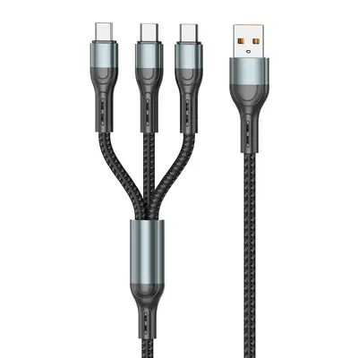 Кабель 3-в-1 Letao 100W сверхбыстрая зарядка 6A совместимый с iPhone и Android - 7