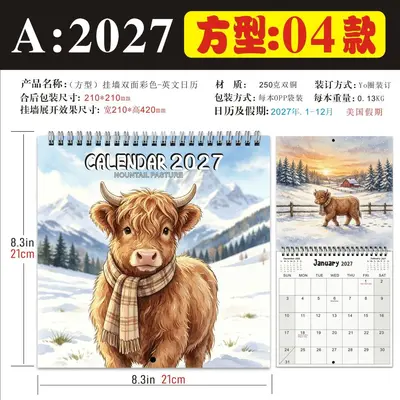 Englischer Wandkalender 2027 mit persönlichem Monatskalender - 10