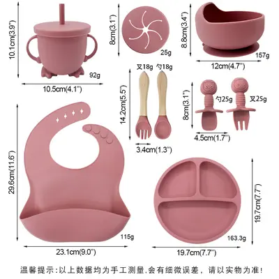 Baby Silicone Bib Suction Bowl Fork Spoon Feeding Set 6 Months+ - 3